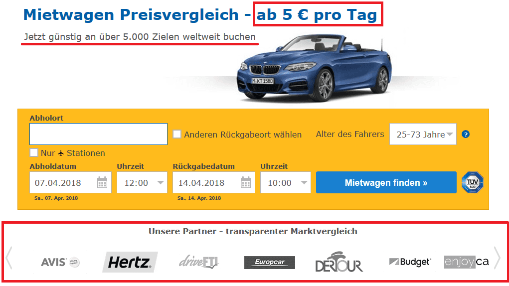 Wo findet Ihr die preiswertesten Mietwagen-Angebote? | Urlaubssaver